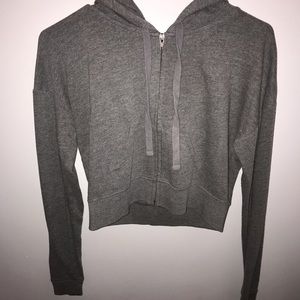 Grey Cropped Hoodie